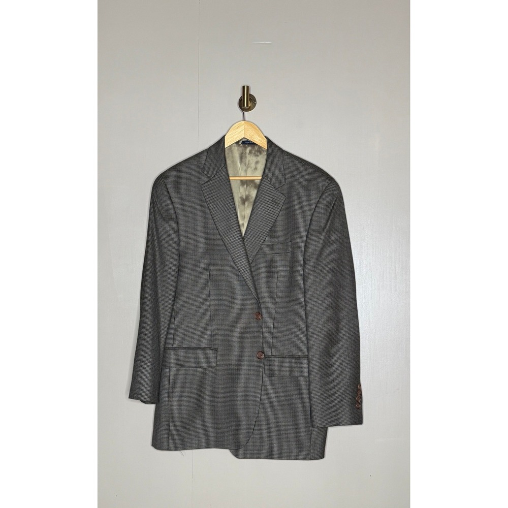 Silk Wool Ralph Lauren Houndstooth Blazer Sport Coat 42R